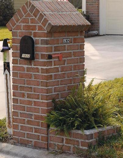 Brick mailbox with flower box