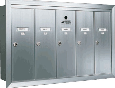 Five door apartment mailbox